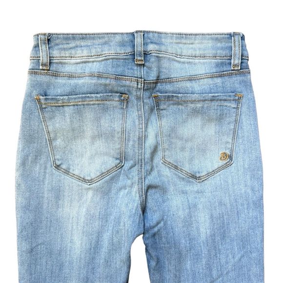 Indigo Rein Skinny Jeans Juniors 3 W26 Blue Mid Rise Frayed Hem Distressed Denim - Picture 3 of 11